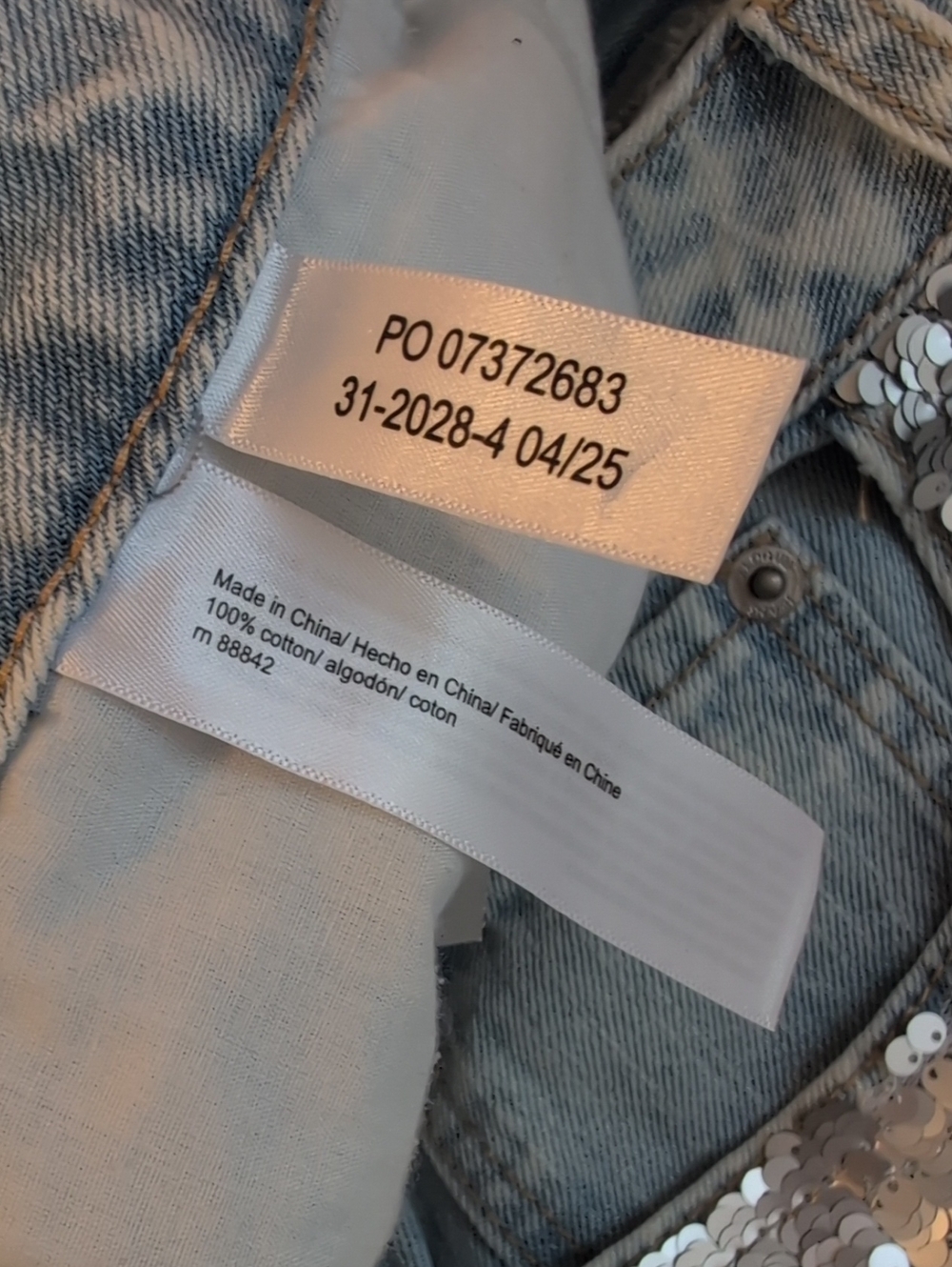 ELOQUII Sequin Front Jeans Light Wash Boyfriend Jeans Silver Size 16 - Picture 16 of 17